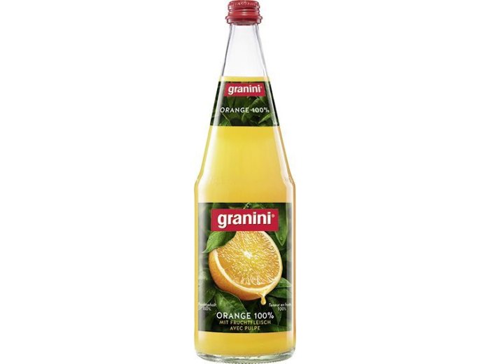 granini Orange reiner Saft mit Fruchtfleisch 6x1L Glas MW